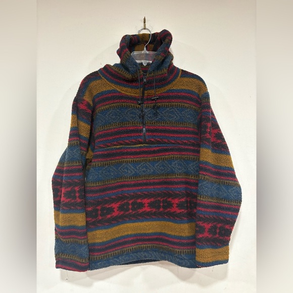 Vintage Kenyon Polartec Hooded Sweater Small Fleece Aztec Made in USA Synchilla - Picture 1 of 9